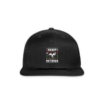 Mothman Ugly Christmas Sweater Merry Mothman - Snapback Baseball Cap - black - Front