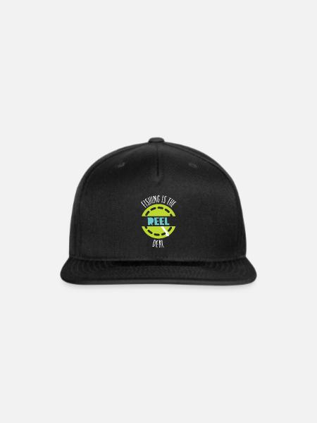 Funny Pun Fishing Is The Reel Deal - Snapback Baseball Cap - black