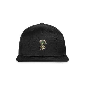 Mountain man; Outdoor; axes; skull; bearded; woods - Snapback Baseball Cap - black - Front