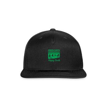 Green Earth Happy Earth - Snapback Baseball Cap - black - Front