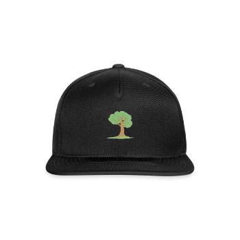 Monoline Tree Continuous Line Drawing - Snapback Baseball Cap - black - Front