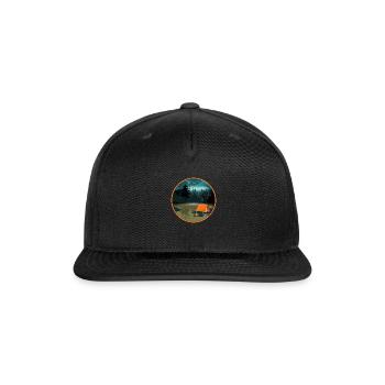 Night camping in the forest with a campfire - Snapback Baseball Cap - black - Front