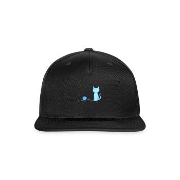 blue cat love pet symbol wool - Snapback Baseball Cap - black - Front