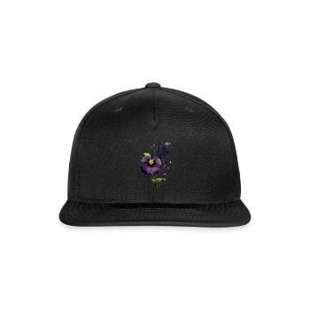 A violet pansy flower ink drawing - Snapback Baseball Cap - black - Front