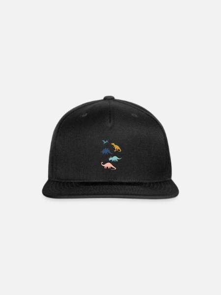 Dinosaur Silhouettes In Blue Gold - Snapback Baseball Cap - black