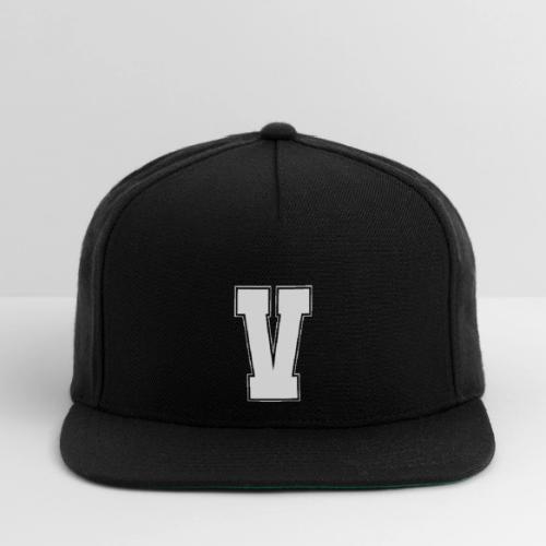 White Letter V – Varsity Alphabet Monogram - Snapback Baseball Cap