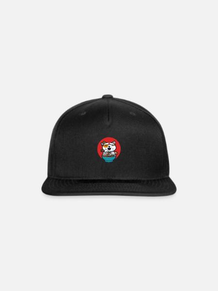 Japanese Noodles Cat - Snapback Baseball Cap - black