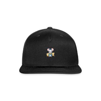 Cute mouse with cheese - Snapback Baseball Cap - black - Front
