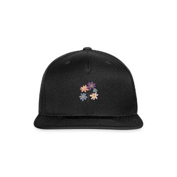 subtle bi pride flowers - Snapback Baseball Cap - black - Front