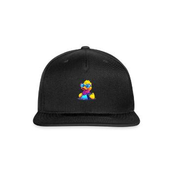 Happy Ducky in Heart Glasses - Snapback Baseball Cap - black - Front