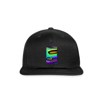 Futuristic neon car - Snapback Baseball Cap - black - Front