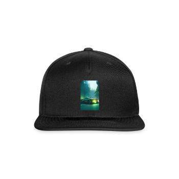 Futuristic grey neon car - Snapback Baseball Cap - black - Front