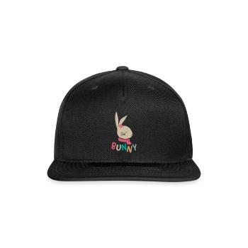 Cute Funky Quirky Bunny Rabbit Design - Snapback Baseball Cap - black - Front
