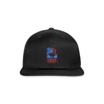 Camping USA Flag - Snapback Baseball Cap - black - Front