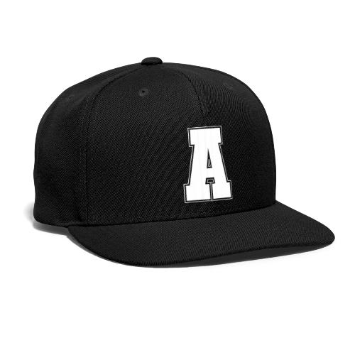White Letter A – Varsity Alphabet Monogram - Snapback Baseball Cap