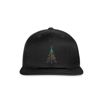 Merry Christmas Pine Tree Drawing Print - Snapback Baseball Cap - black - Front