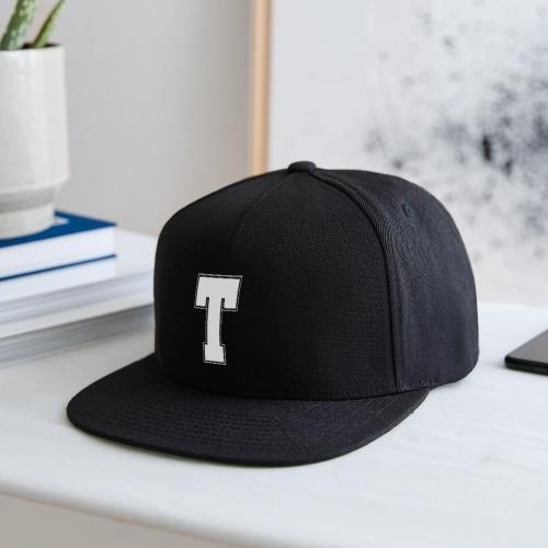 White Letter T – Varsity Alphabet Monogram - Snapback Baseball Cap