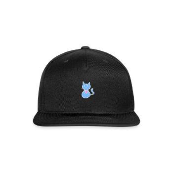 blue cat icon cartoon heart - Snapback Baseball Cap - black - Front