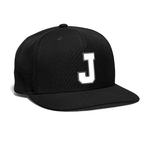 White Letter J – Varsity Alphabet Monogram - Snapback Baseball Cap