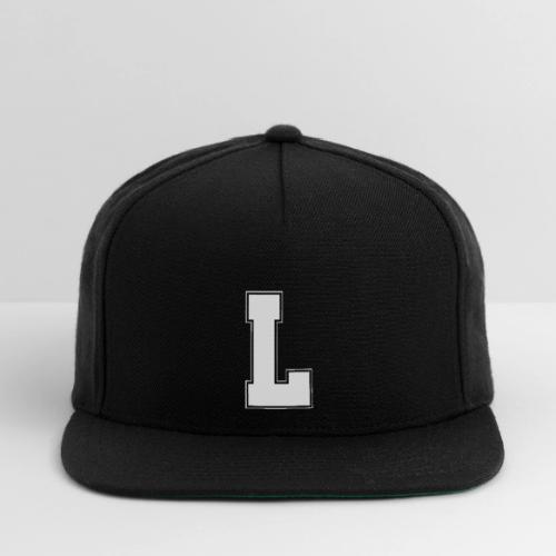 White Letter L – Varsity Alphabet Monogram - Snapback Baseball Cap