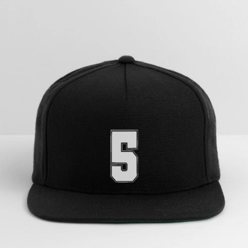 White Number 5 – Varsity Font - Snapback Baseball Cap