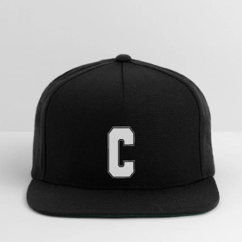 White Letter C – Varsity Alphabet Monogram - Snapback Baseball Cap