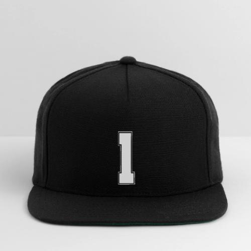 White Number 1 – Varsity Font - Snapback Baseball Cap