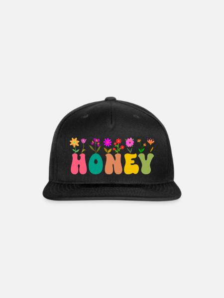 Groovy Floral Honey Grandma Flowers Hippie Mothers - Snapback Baseball Cap - black