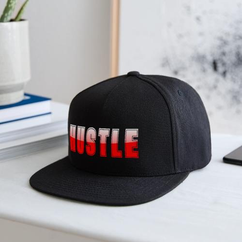 HUSTLE Bold Red Motivational Typography Design - Snapback Baseball Cap