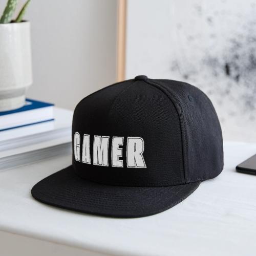 Gamer Collegiate White Text Design - Snapback Baseball Cap