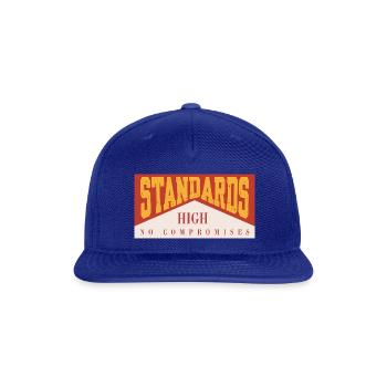High Standards No Compromises Vintage Parody Graph - Snapback Baseball Cap - royal blue - Front
