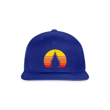 Sunset Silhouette of a Pine Tree - Snapback Baseball Cap - royal blue - Front