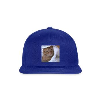 Cozy Orange Tabby Feline Under Blanket - Snapback Baseball Cap - royal blue - Front