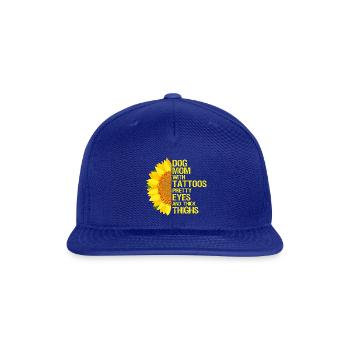 Sunflower Dog Mom Tattooed Vibes Tshirt Gift Shirt - Snapback Baseball Cap - royal blue - Front