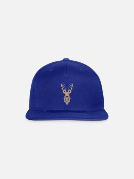 Deer Head Design - Snapback Baseball Cap - royal blue