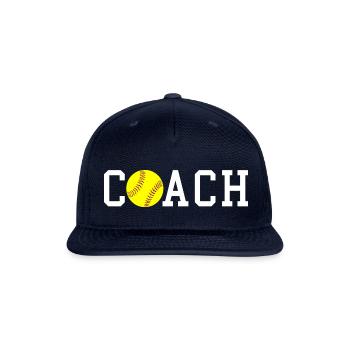 Coach Fast Pitch Softball Idea Print - Snapback Baseball Cap - navy - Front