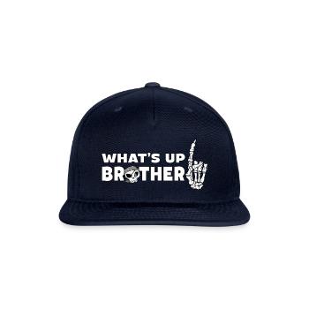Funny Streamer Apparel - What's Up Brother - Snapback Baseball Cap - navy - Front