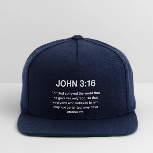 John 3:16 Christian Apparel â White - Snapback Baseball Cap