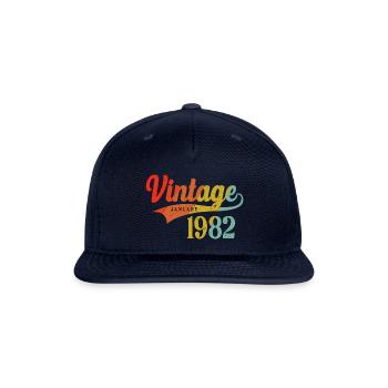 January 1982 Birthday Vintage January 1982 Awesome - Snapback Baseball Cap - navy - Front