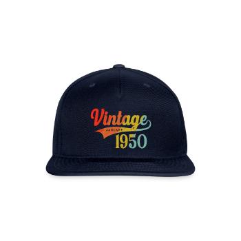 January 1950 Birthday Vintage January 1950 Awesome - Snapback Baseball Cap - navy - Front