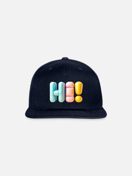 Hi! - Balloon Letters - Snapback Baseball Cap - navy