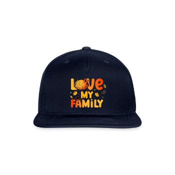 Thanksgiving Love My Family Cute Turkey trending - Snapback Baseball Cap - navy - Front