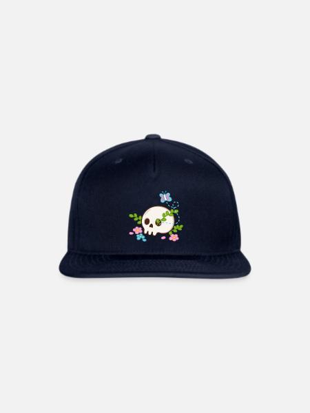 Skull and flowers - trans transgender pride - Snapback Baseball Cap - navy
