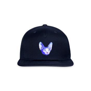 Floating Blue Sphynx Cat Head - Snapback Baseball Cap - navy - Front