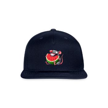 Cute mouse watermelon summer whimsical quirky - Snapback Baseball Cap - navy - Front
