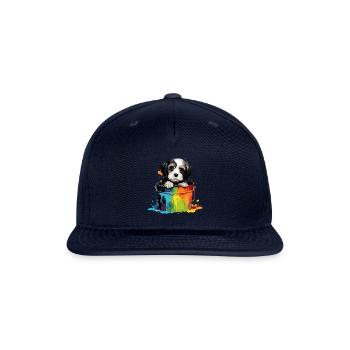 Maltese Cute Dog Paint Bucket - Snapback Baseball Cap - navy - Front