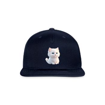 Cute Tiny White Cat Art: Whimsical and Adorable - Snapback Baseball Cap - navy - Front