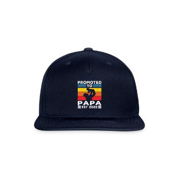 Papa | Promoted to Papa Est 2022 Dad Retro Papa - Snapback Baseball Cap - navy - Front