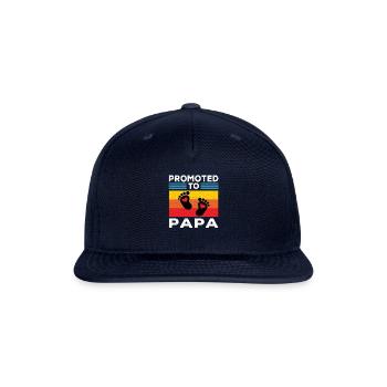 Papa | Promoted to Papa New Papa Dad Gifts Retro - Snapback Baseball Cap - navy - Front