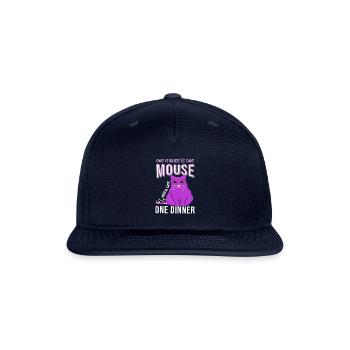 cat saying one mouse is one mouse dinner cat fat - Snapback Baseball Cap - navy - Front